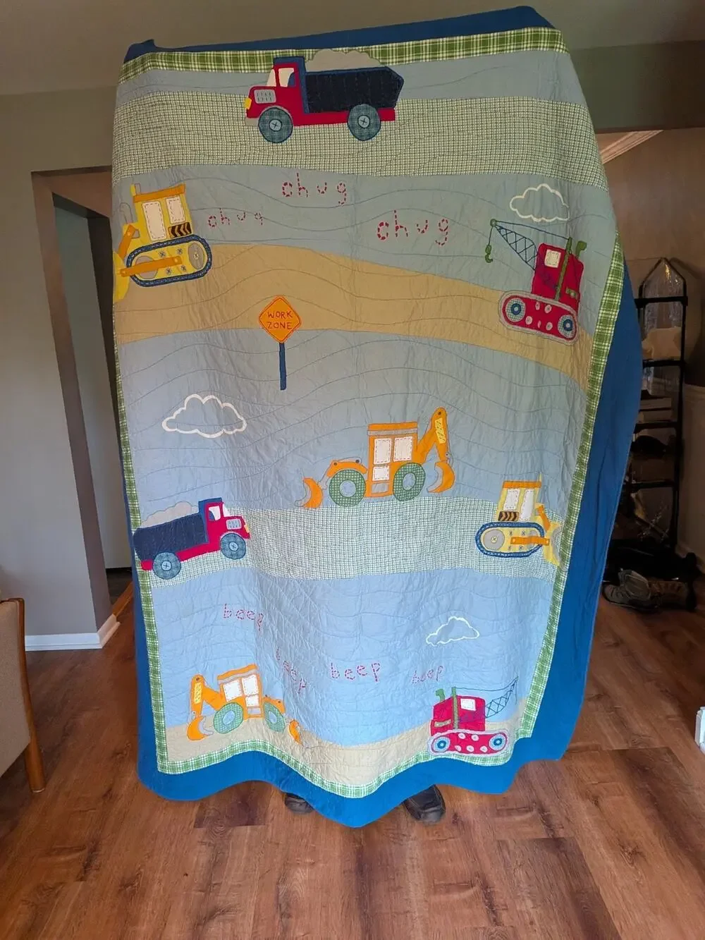 Lillian Vernon Boys Embroidered Trucks Quilt Cotton 83 X 65